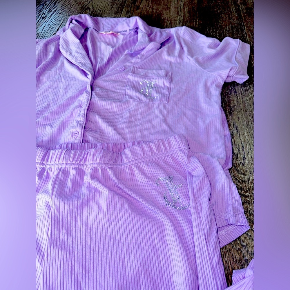 Lavender Pajama Set with Rhinestone Detail. Juicy couture!